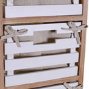 Cassettiera 4 Cassetti in Legno 30x27x85cm Arianna Naturale e Bianca
