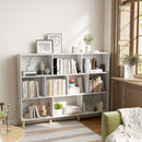 Libreria a 10 Cubi e 3 Ripiani 140x24x107 cm con Gambe in Legno Massello in Truciolare e MDF Bianco Effetto Legno      