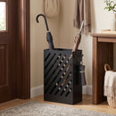 Portaombrelli 28x14x41 cm con 4 Ganci e Vaschetta Raccogligocce Estraibile in Acciaio Zincato Nero      