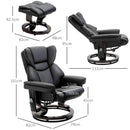 Poltrona Relax con Pouf Poggiapiedi e Funzione Massaggio Reclinabile a 145° e Girevole a 360° in Finta Pelle PU Nero      