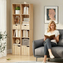 Scaffale Libreria 30x24x158 cm a 4 Ripiani Aperti con Armadietto e Cassetto Color Legno      