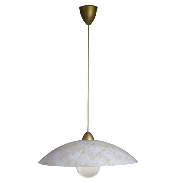 prezzo Sospensione D50 1xE27 Montatura Oro Vetro Lastra Bianco Decorato Rose E-Energy Caterina
