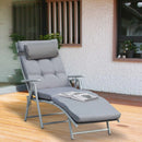 Sdraio da Giardino Pieghevole Reclinabile 137x63,5x100,5 cm in Metallo e con Materassino Grigio