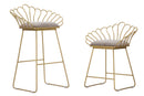 Sgabello Glam Flower Grigio 57x52x94-56x48x72,50 cm in Ferro e Spugna e Tessuto Oro e Grigio