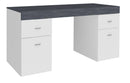 Scrivania 2 Ante 2 Cassetti 130x60x75 cm Sliding Bianco Lucido e Ardesia