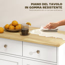 Credenza Bassa 68x40,3x85 cm con Armadietto e Cassetti in MDF e Legno di Caucciù Bianco  