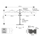 Ombrellone da Giardino Doppio Archimede 3x3 m in Alluminio Bianco Telo Bianco
