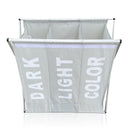 Cesto Portabiancheria 63x61x32 cm 3 Scomparti in Alluminio Grigio Chiaro