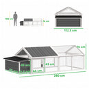 Pollaio da Giardino per 4-8 Galline con Rete Metallica e Tetto Apribile 240x112,5x76 cm in Legno Bianco      