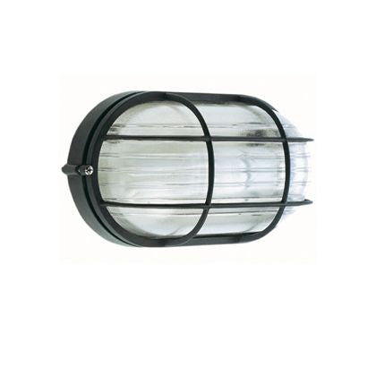 sconto Lampada Plafoniera Ovala Piccola con Gabbia Colore Nero per Esterno Linea Industriale Sovil