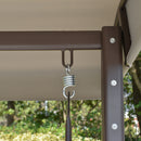 Dondolo da Giardino 3 Posti 208x121x172 cm con Tetto Regolabile Portabicchieri e Cuscini in Metallo e Tessuto Grigio Chiaro      