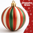Box 8 Palline di Natale per Albero Sfere Natalizie Bianco Rosso e Verde da 10 cm