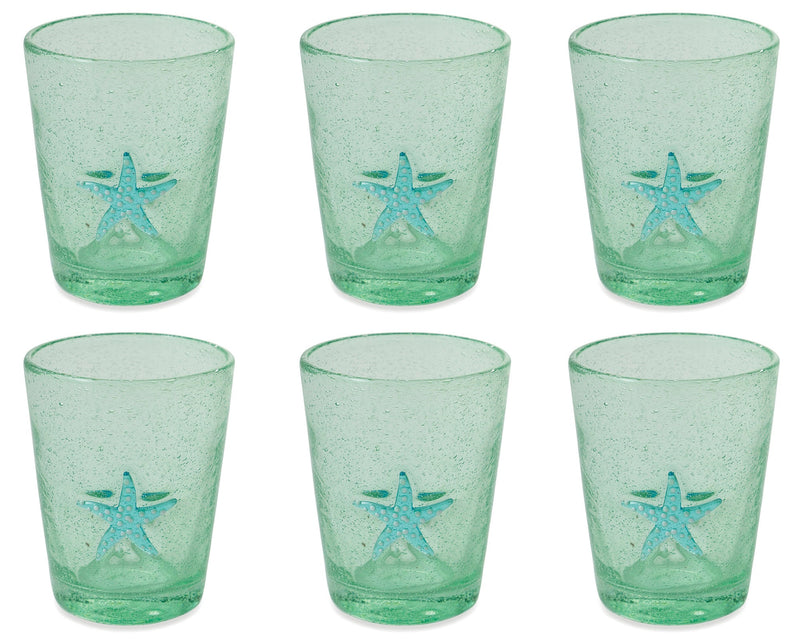 Set 6 Bicchieri Ø8x10 cm in Vetro Villa d'Este Home Tivoli Fish Verde Acqua