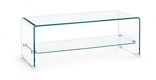 acquista Tavolino 2 Ripiani Iride Rettangolare in Vetro 100x40 in Vetro