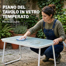 Set 4 Pezzi da Giardino con Divano 2 Poltrone e Tavolino in Texteline Cachi e Bianco      