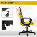 Sedia da Gaming Girevole Reclinabile in Similpelle  Nera e Gialla