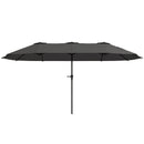Ombrellone Doppio da Giardino 400x220x234H cm con Prese d'Aria e Manovella Nero e Grigio Scuro  