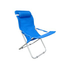 Sedia a Sdraio Imbottita Canapone Pieghevole in Metallo con Cuscino Blu