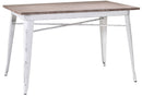 Tavolo Rettangolare in Metallo Top Legno Bristol Bianco Antico