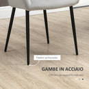Set 2 Sedie Imbottite 54x57x80 cm in Tessuto Effetto Velluto Grigio