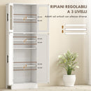 Mobile Bagno Alto 60x30x170 cm Ante Superiori in Vetro in MDF Bianco  