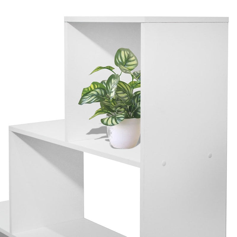 Libreria a scala 145x145x29 cm in legno bianco opaco