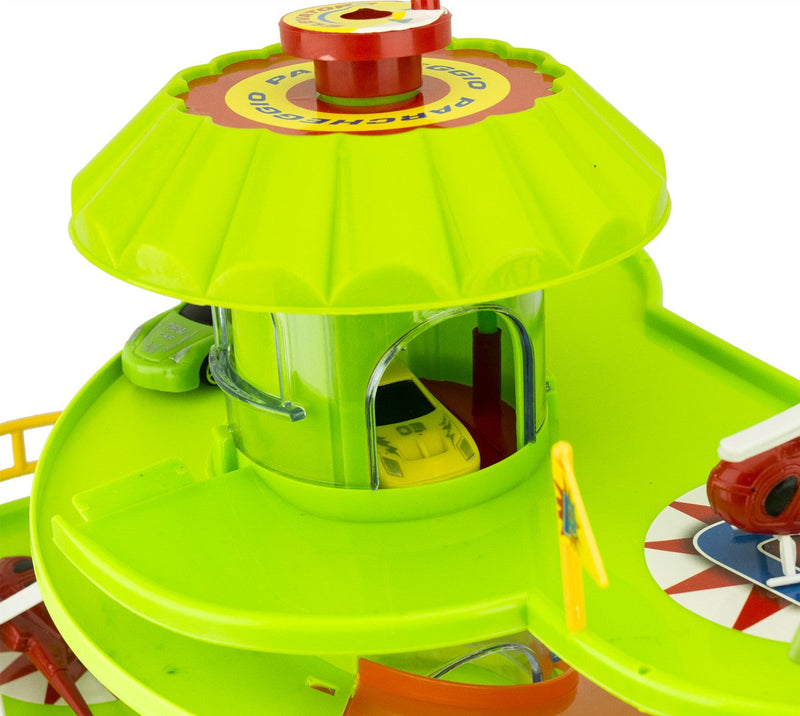 Garage Giocattolo per Bambini Multilivello con Ascensore Auto ed Elicotteri