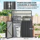 Armadio Box Copri Bidoni da Esterno 150x80x117-115 cm con 2 Porte Bloccabili e Tetto Apribile in Acciaio Grigio      