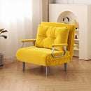 Poltrona Letto Reclinabile Chaise Lounge con Seduta Imbottita Convertibile in Velluto a Coste Giallo Mostarda