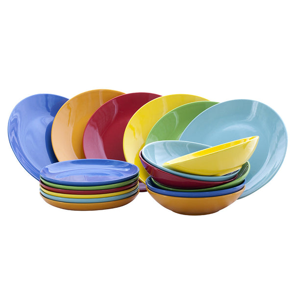 prezzo Servizio Piatti 18 Pezzi In Porcellana Kaleidos Multicolor