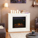 Camino Elettrico da Pavimento 98x25x80 cm con Fiamma a 12 Colori e 5 Luminosità Telecomando e Timer Bianco e Nero      