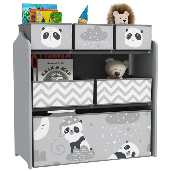 Scaffale Portagiochi con 6 Contenitori in Tessuto 63x30x66cm Grigio online