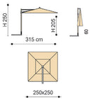 Ombrellone da Giardino Decentrato 2,5x2,5m Palo in Alluminio Effetto Legno Tessuto Poliestere Trend Wood Ecru