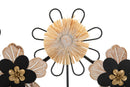 Appendiabiti Ferro, Legno Raffia 61x5,5x30,5 cm in Ferro e MDF e Rafia Nero e Marrone      