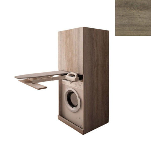 Mobile Lavanderia a Colonna per Lavatrice o Asciugatrice con Asse da Stiro e Ante Superiori 70x70x192A cm in Nobilitato Unika Olmo Naturale online