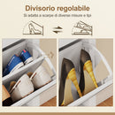Scarpiera Slim Stile Boho con 2 Cassetti Ribaltabili per 14 Paia di Scarpe 80x24x95,5 cm Anta con Pannello in Rattan Bianco   
