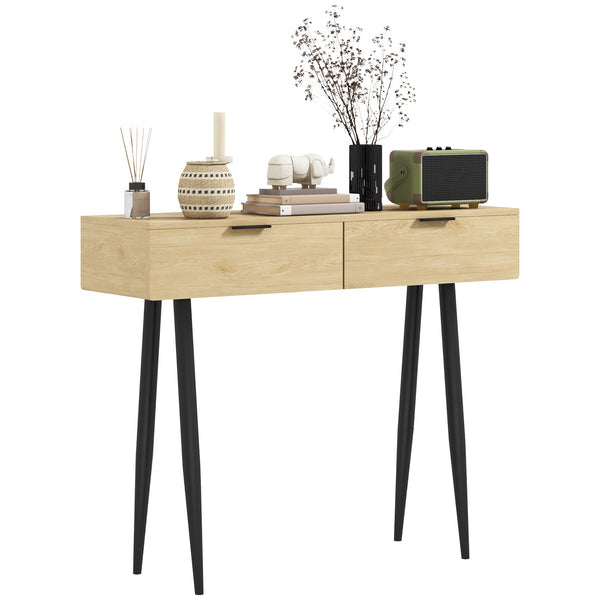 Consolle da Ingresso in Stile Nordico 100x30x80,5 cm in Legno e Acciaio Rovere acquista