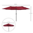 Ombrellone da Giardino Doppio 4,6x2,7m in Acciaio e Poliestere Rosso