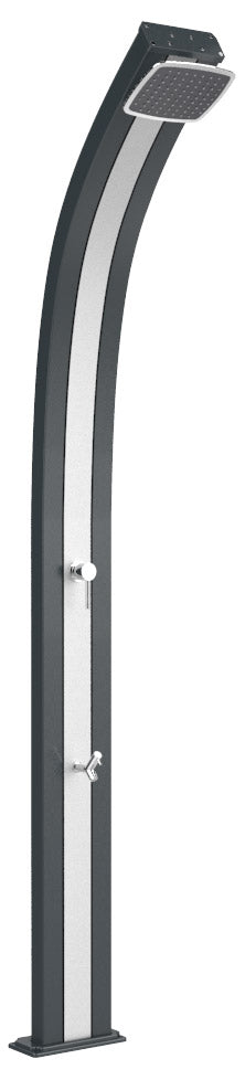 sconto Doccia Solare da Esterno Giardino 30L Miscelatore e Lavapiedi Arkema Spring Fascia Inox Grigio Antr