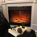 Camino Elettrico da Pavimento 111,8x120x31 cm Effetto Fiamma 1950W Verona & Mirabella Bianco