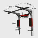 Stazione Fitness 2 in 1 da Parete per Trazioni e Dip Supporta Max 200 Kg in Acciaio Rossa      