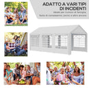 Gazebo da Giardino 600x300x280 cm 3 Stanze e Porte a Cerniera Bianco   