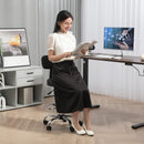 Sedia Girevole 52x52x78-92 cm ad Altezza Regolabile con Poggiapiedi in Acciaio e Finta Pelle Nero 