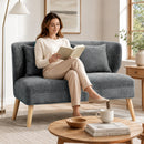 Divano 2 Posti 117x65x78,5 cm con Seduta Ampia Imbottitura Spessa 2 Cuscini Gambe in Legno Caucciù e Ciniglia Grigio      
