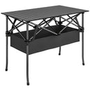 Tavolo da Campeggio Pieghevole 93x55x68 cm con Rete Portaoggetti e Borsa Struttura in Metallo Nero      