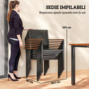 Set da Giardino 7 Pezzi con Tavolo da Pranzo e 6 Sedie Impilabili Teak     