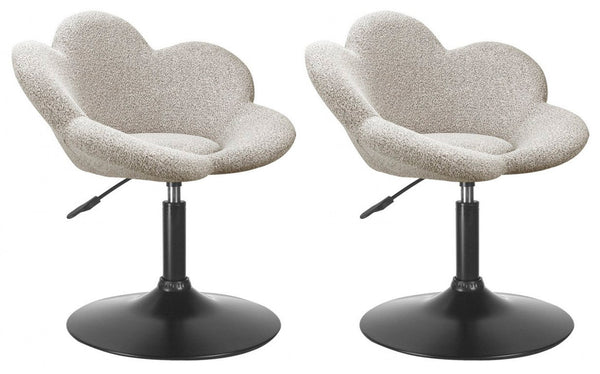 acquista Set 2 Poltroncine da Soggiorno 69x55x69/81 cm in Schiuma Poliuretanica Fleur Nero-Beige
