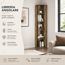Libreria Angolare 34x34x161 cm Scaffale Salvaspazio 5 Ripiani in Legno Rovere     