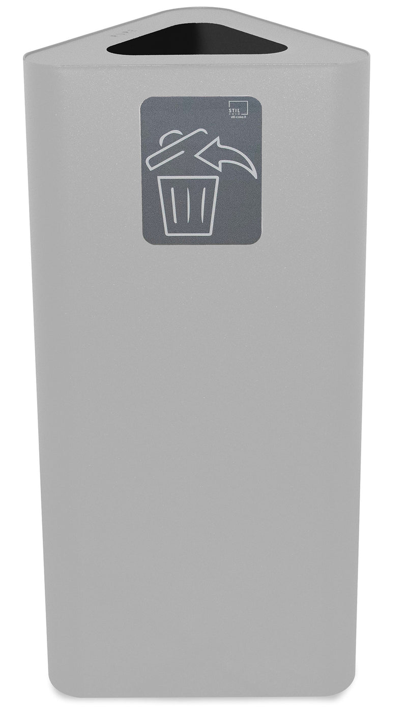 Pattumiera Per Raccolta Rifiuti 38x38xh80 cm In Acciaio Verniciato con Pittogramma Magnetico Bianco