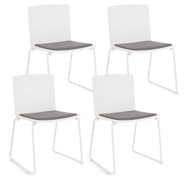 sconto Set 4 Sedie 43,5x50x79 cm Giulia in Poliestere Bianco e Bianco